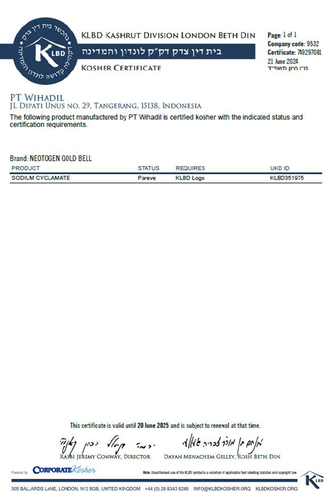 Certificate